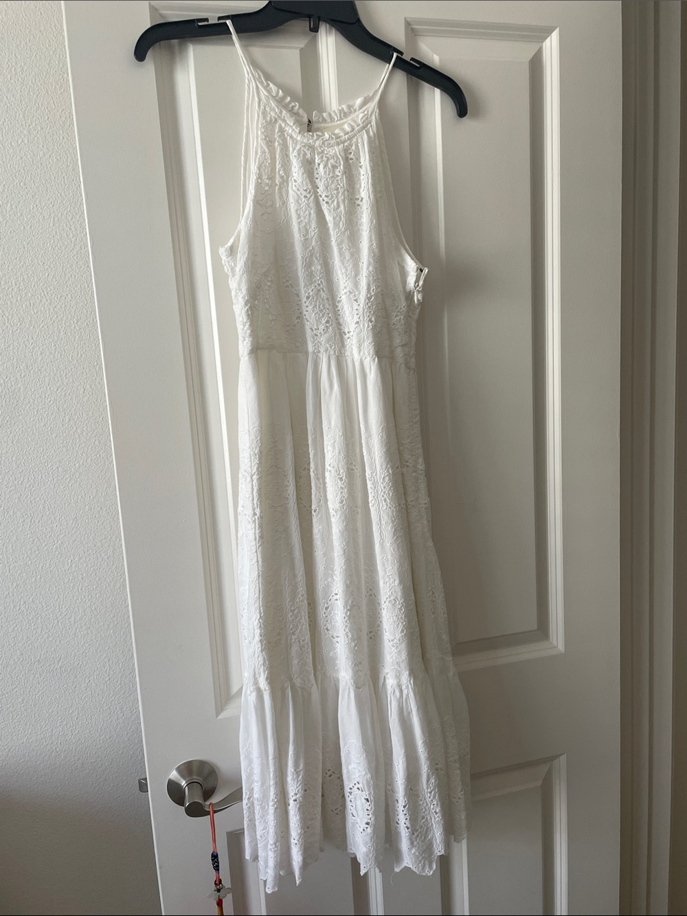 Maeve White Eyelet Halter Midi Dress